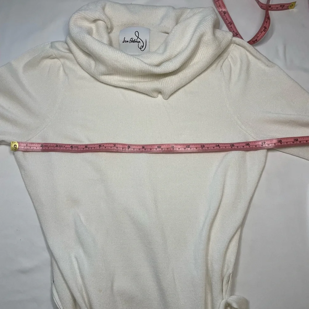 Sam Edelman Ivory Sweater Dress w/ Cowl Neck & Tie Waist – Size M